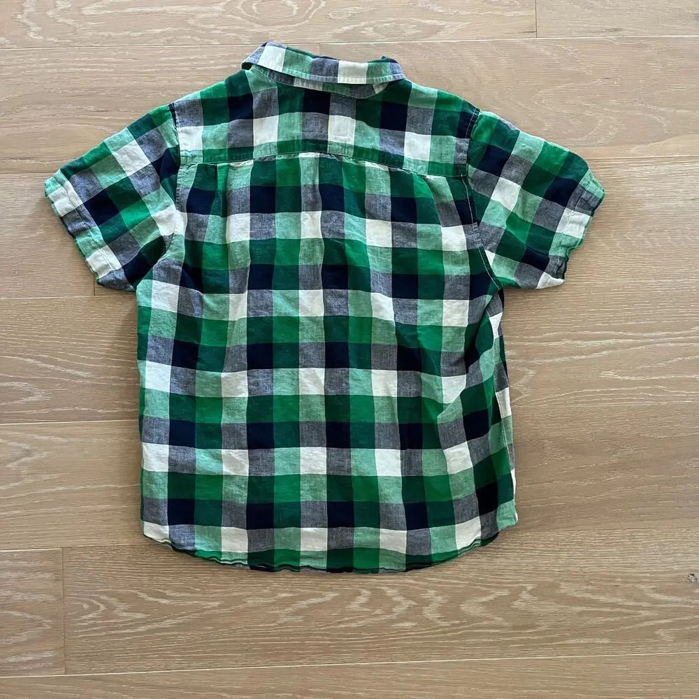 The North Face Men's Linen Blend Short Sleeve Button Down Plaid Shirt